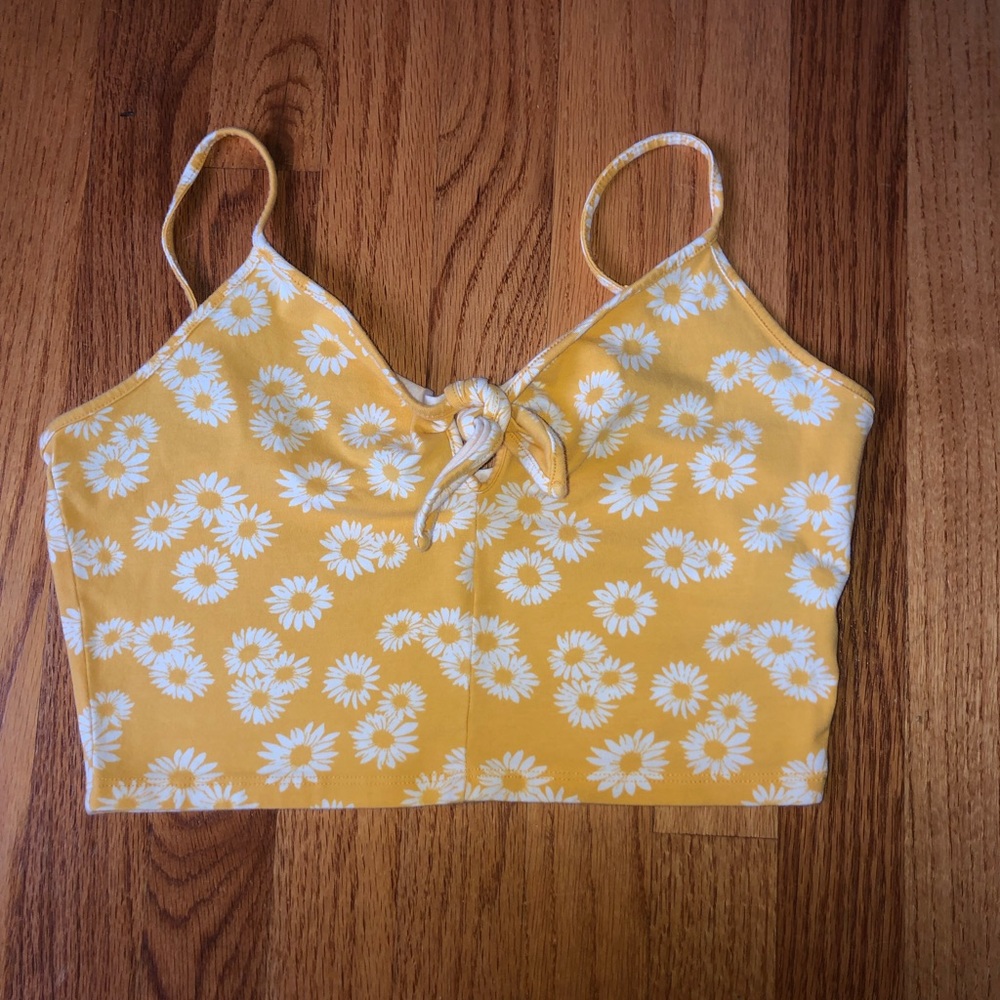 Forever 21 Yellow Floral Cropped Tank